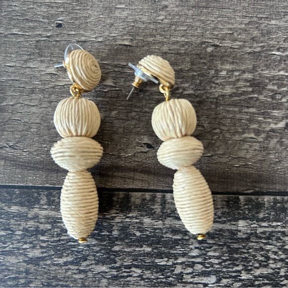 Rafia wrapped dropped statement earrings (J. Crew) - Picture 2 of 5